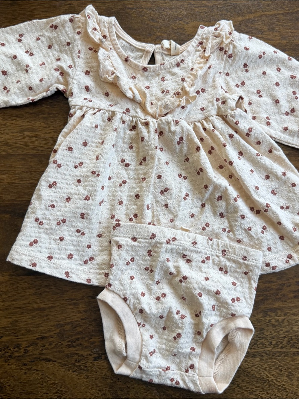 Quincy Mae Floral Baby Matching Set - Cream with Dusty Rose Flowers